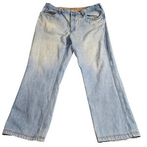 Duluth Trading Co Mens Jeans 42x32 Light Wash Denim Relaxed Fit Cotton